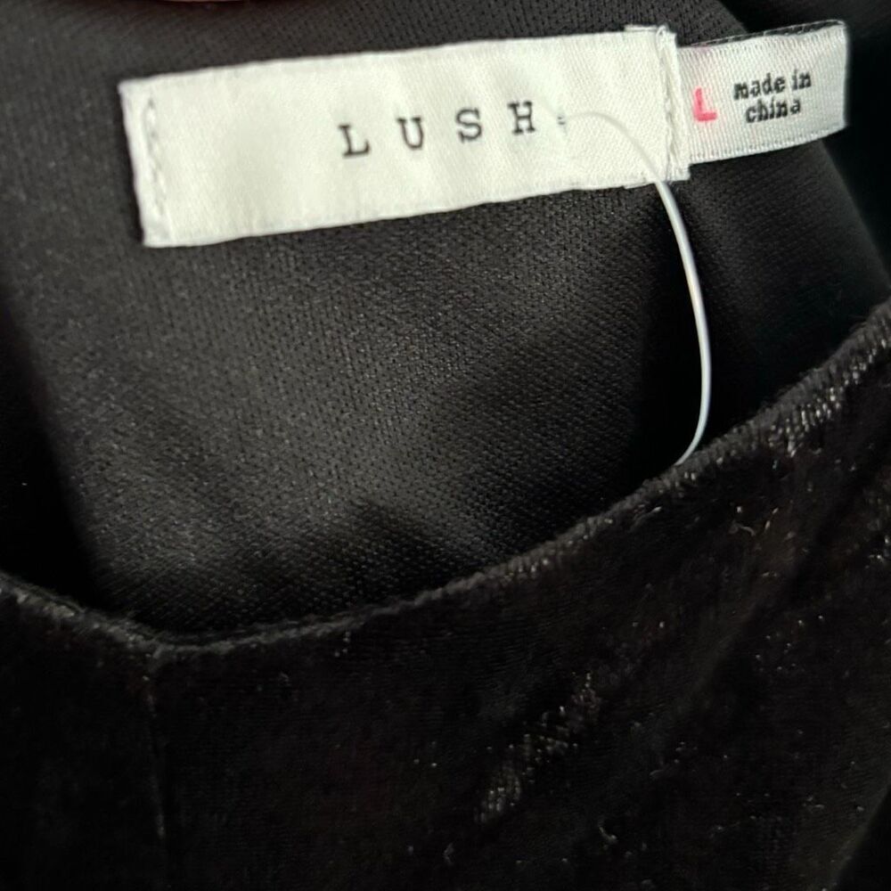 LUSH Crushed Velvet Retro Minidress In Black Size Large NEW - Picture 14 of 15